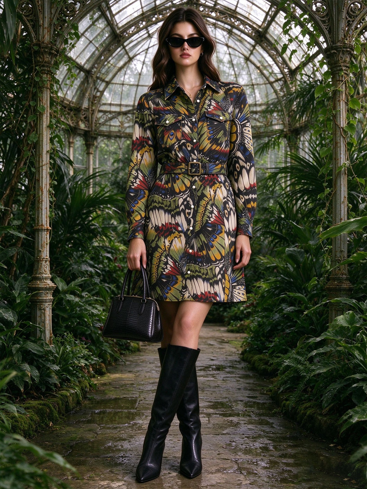 Butterfly Canyon Belted Shirt Dress