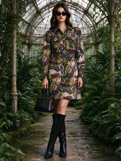Butterfly Canyon Belted Shirt Dress