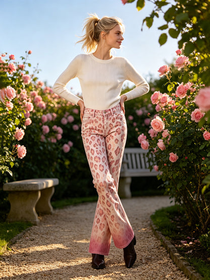 Prairie Rose Leopard Bootcut Jeans