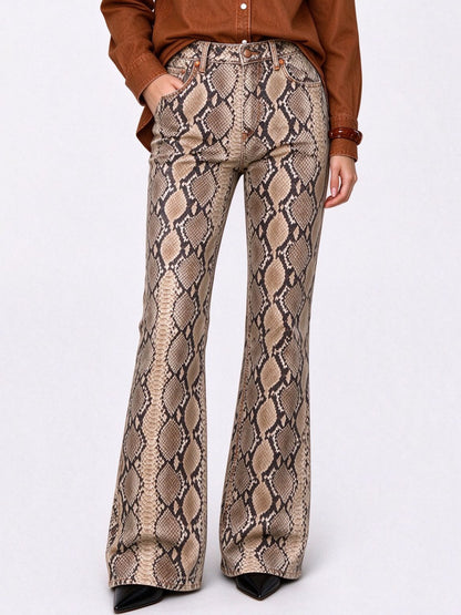 Snakebite Python Scale Flare Jeans