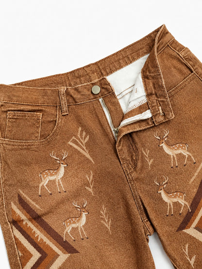 Deer Ridge Brown Wide-Leg Cropped Pants