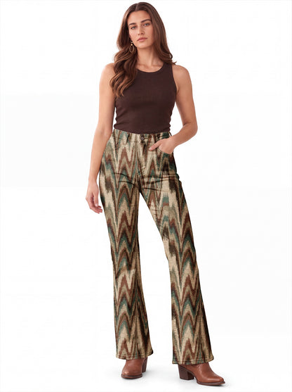 Olive Canyon Weave Bootcut Jeans – Back View – Riley – Olive Green