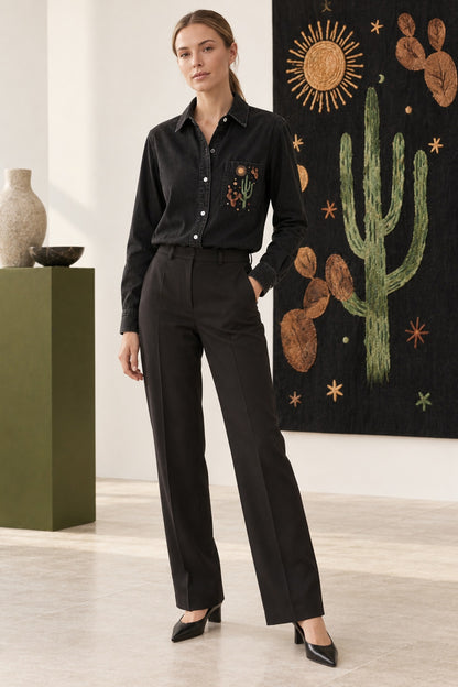 Prairie Daisy Trail Long Sleeve Denim Shirt