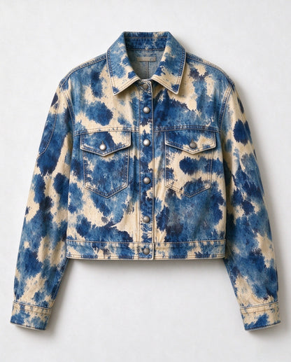 Desert Mesa Clouds Cropped Denim Jacket