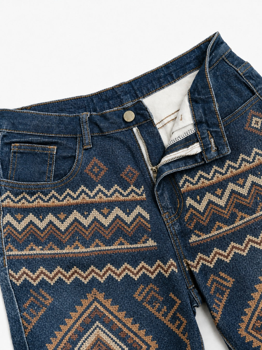 Desert Mirage Indigo Wide-Leg Cropped Pants