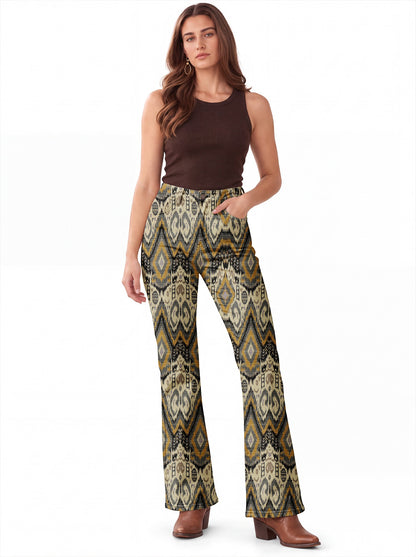 Desert Weave Olive Bootcut Jeans – Back View – Riley – Olive Green