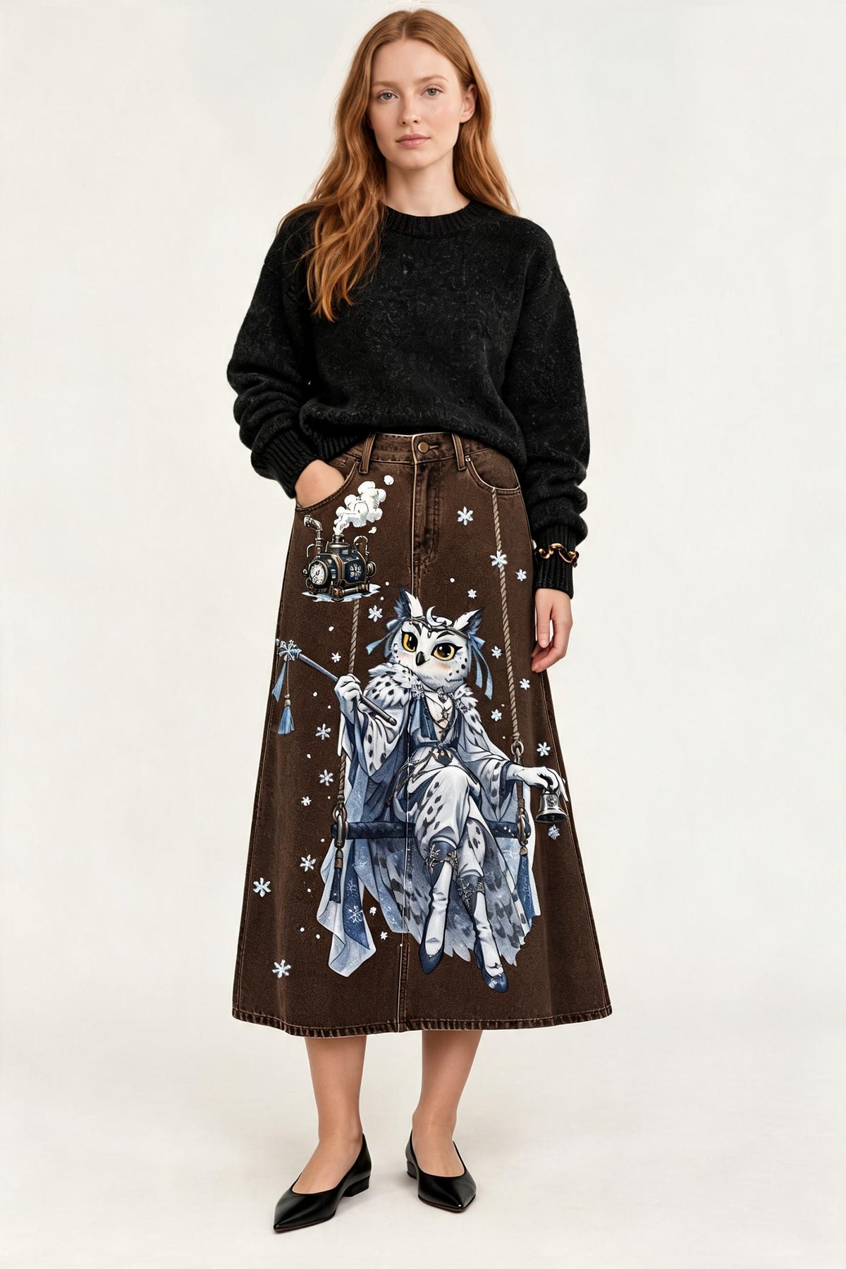 Frontier Circus Trail Ankle-Length Denim Skirt