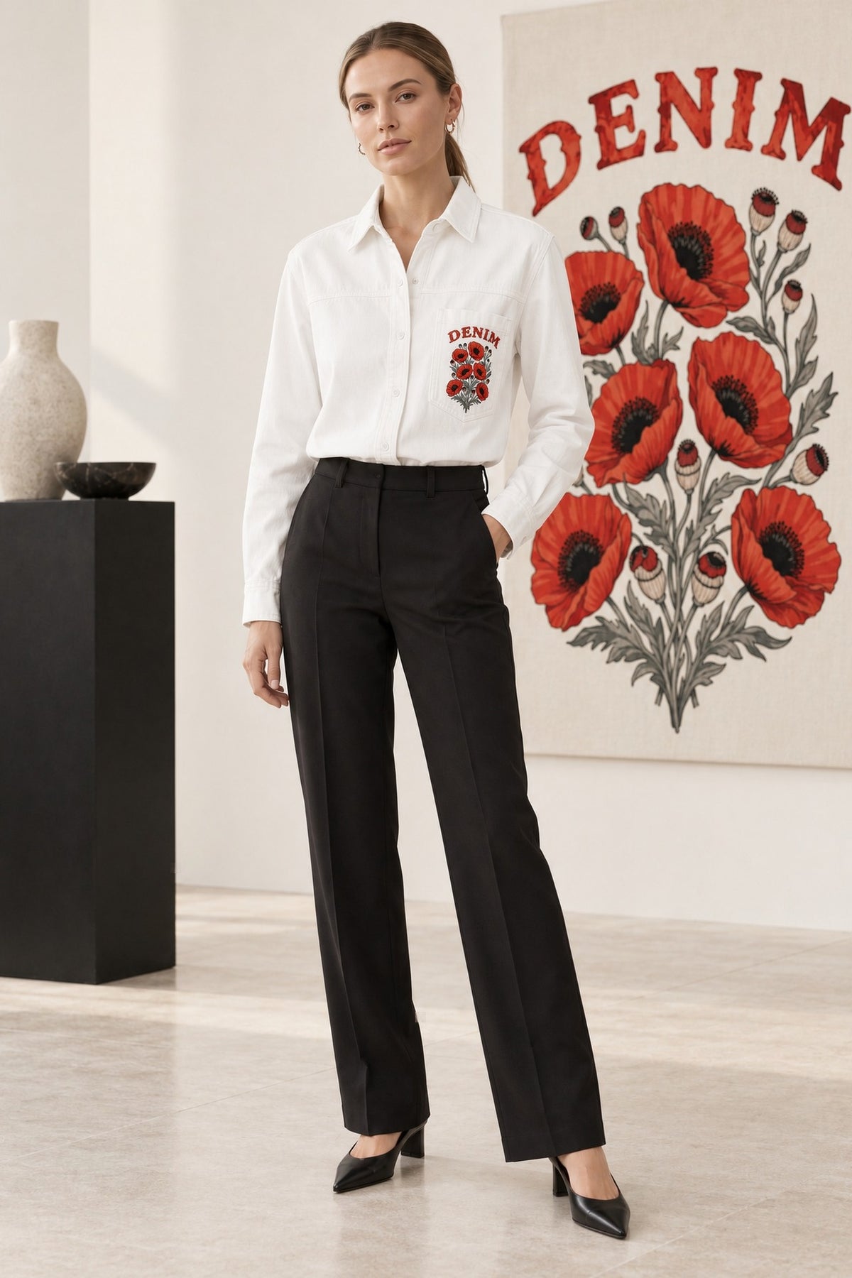 Rodeo Poppy Trail Long Sleeve Denim Shirt