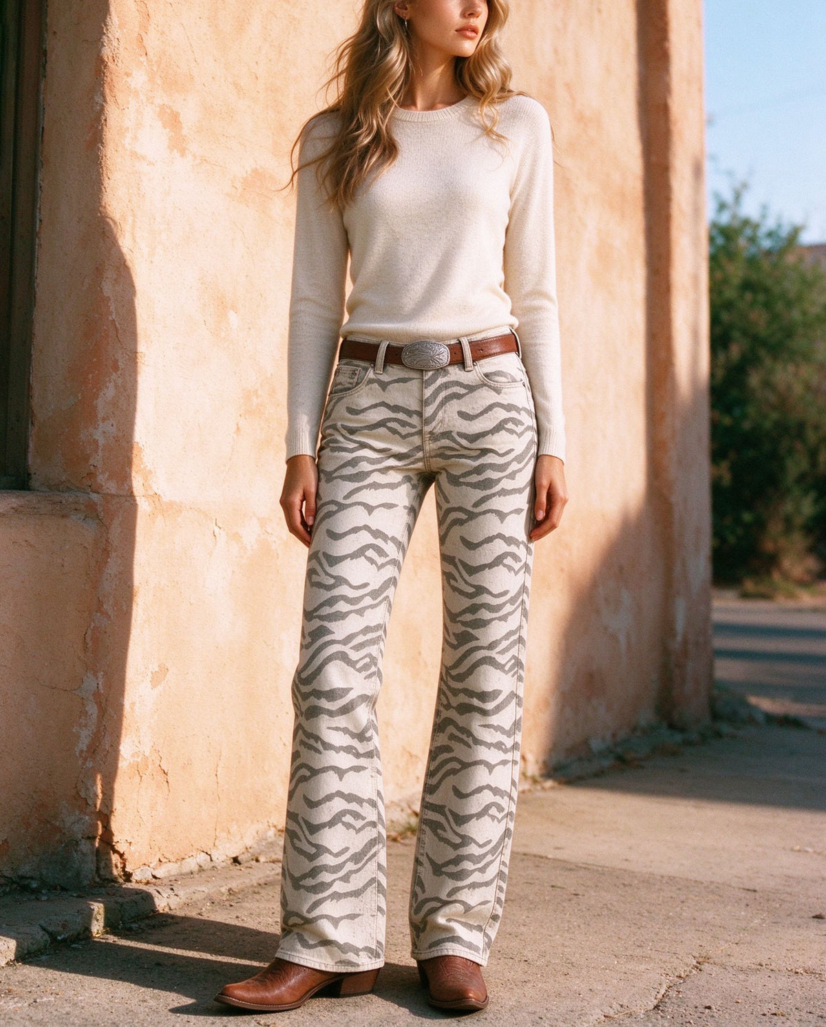 Badlands Zebra Low-Rise Bootcut Jeans