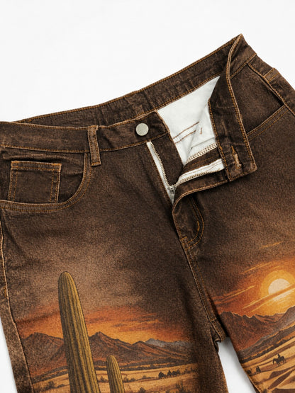 Desert Bloom Brown Floral 3 Bootcut Jeans