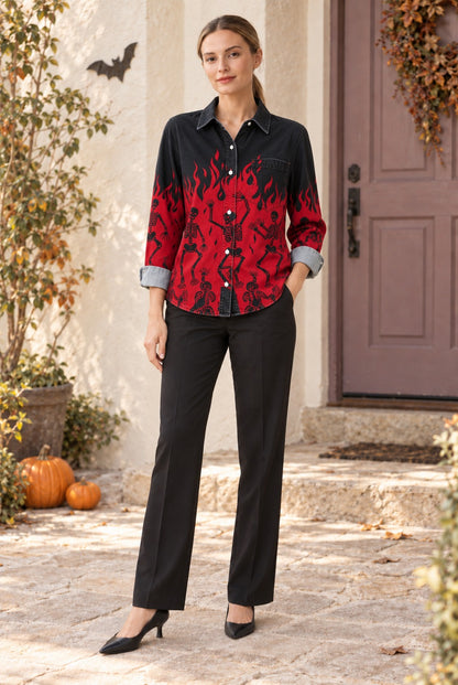 Flame Frontier Long Sleeve Denim Shirt