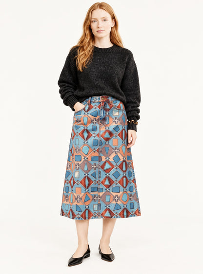 Desert Horseshoe Ranch Ankle-Length Denim Skirt
