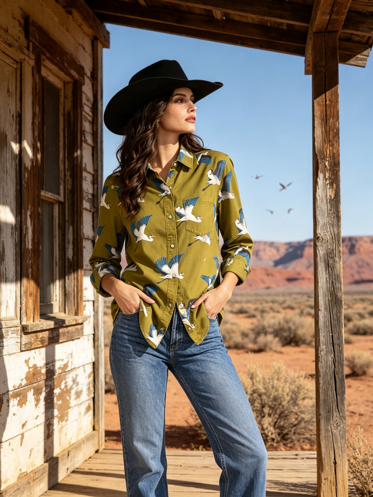 Crimson Crane RB-TOP16 – Back View – Riley – Olive Green