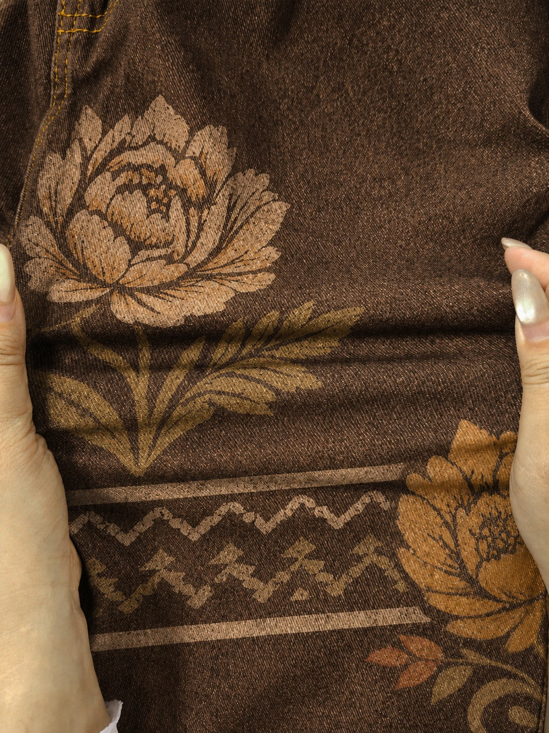 Desert Bloom Brown Floral 2 Bootcut Jeans
