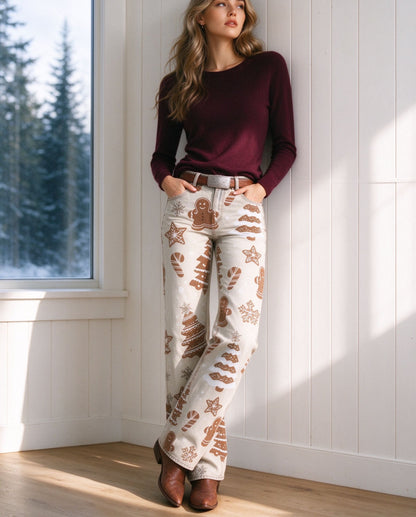 Gingerbread Chuckwagon Low-Rise Bootcut Jeans