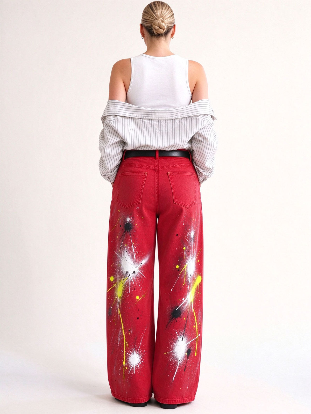 Gunsmoke Splatter Wide-Leg Jeans