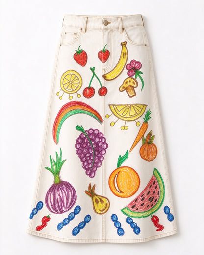 Prairie Orchard Ankle-Length Denim Skirt