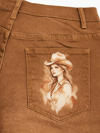 Desert Mirage Brown Wide-Leg Cropped Pants