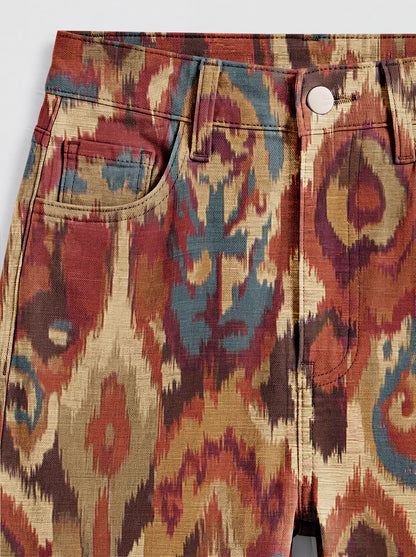 Desert Ikat Bootcut Jeans – Back View – Riley – Rust
