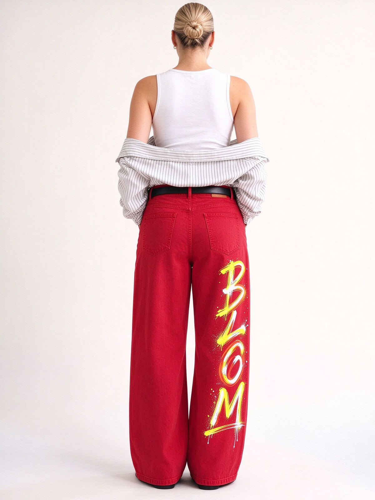 Cowhide Dust Spots Wide-Leg Jeans