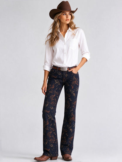Prairie Rose Paisley Low-Rise Bootcut Jeans