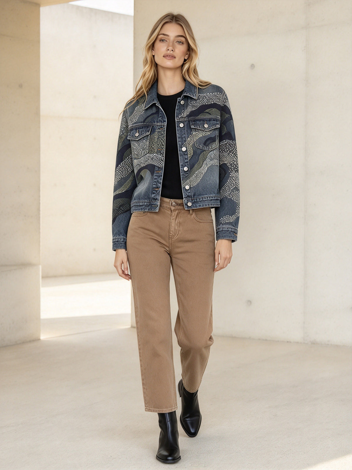 Outlaw Paisley Cropped Denim Jacket