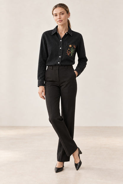Prairie Daisy Trail Long Sleeve Denim Shirt