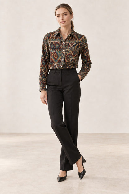 Wild Stripe Rodeo Long Sleeve Denim Shirt