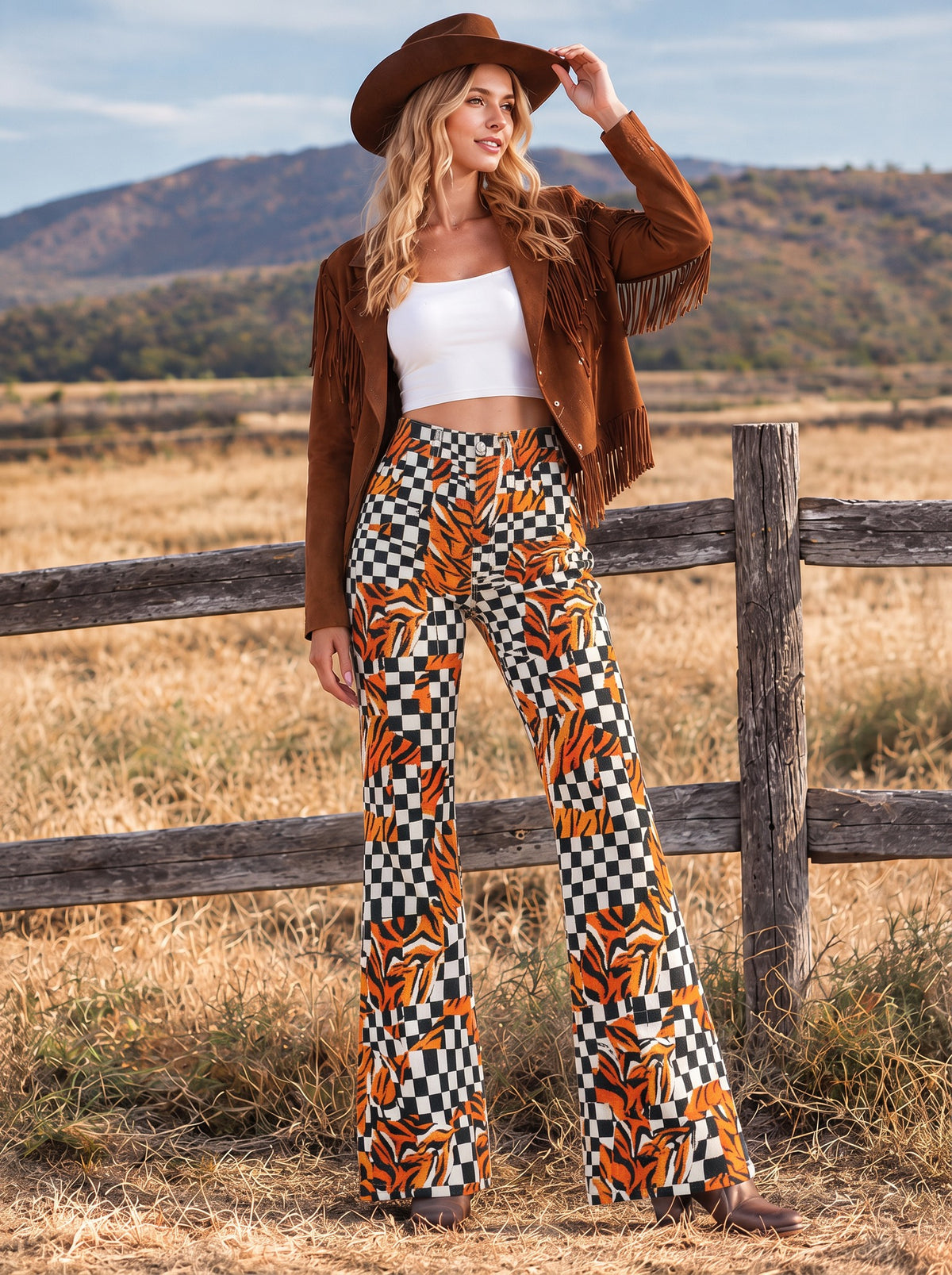 Wild Stripe Rodeo Bootcut Jeans – Back View – Riley – Orange