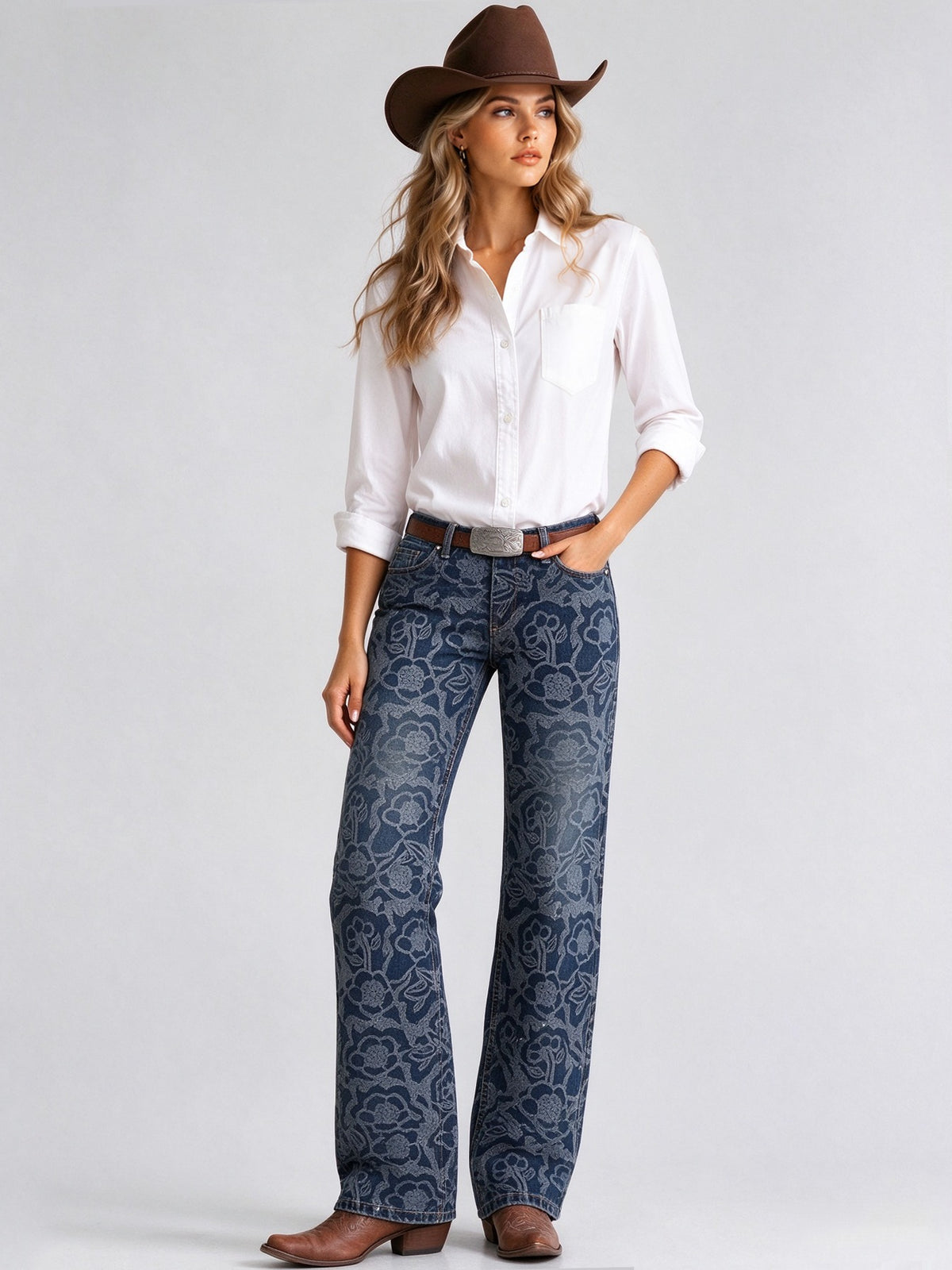 Ridge Bluebonnet Low-Rise Bootcut Jeans