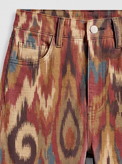 Canyon Ikat Bootcut Jeans – Back View – Riley – Rust