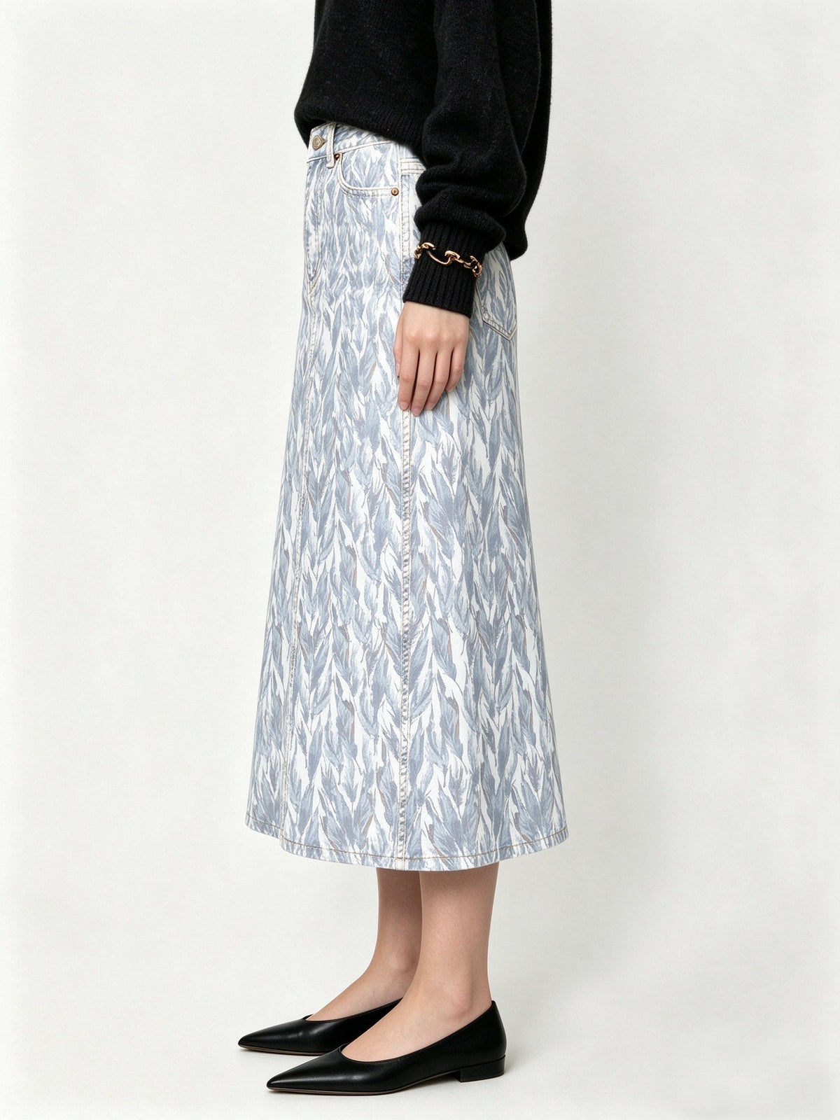 Skyline Trail Ankle-Length Denim Skirt