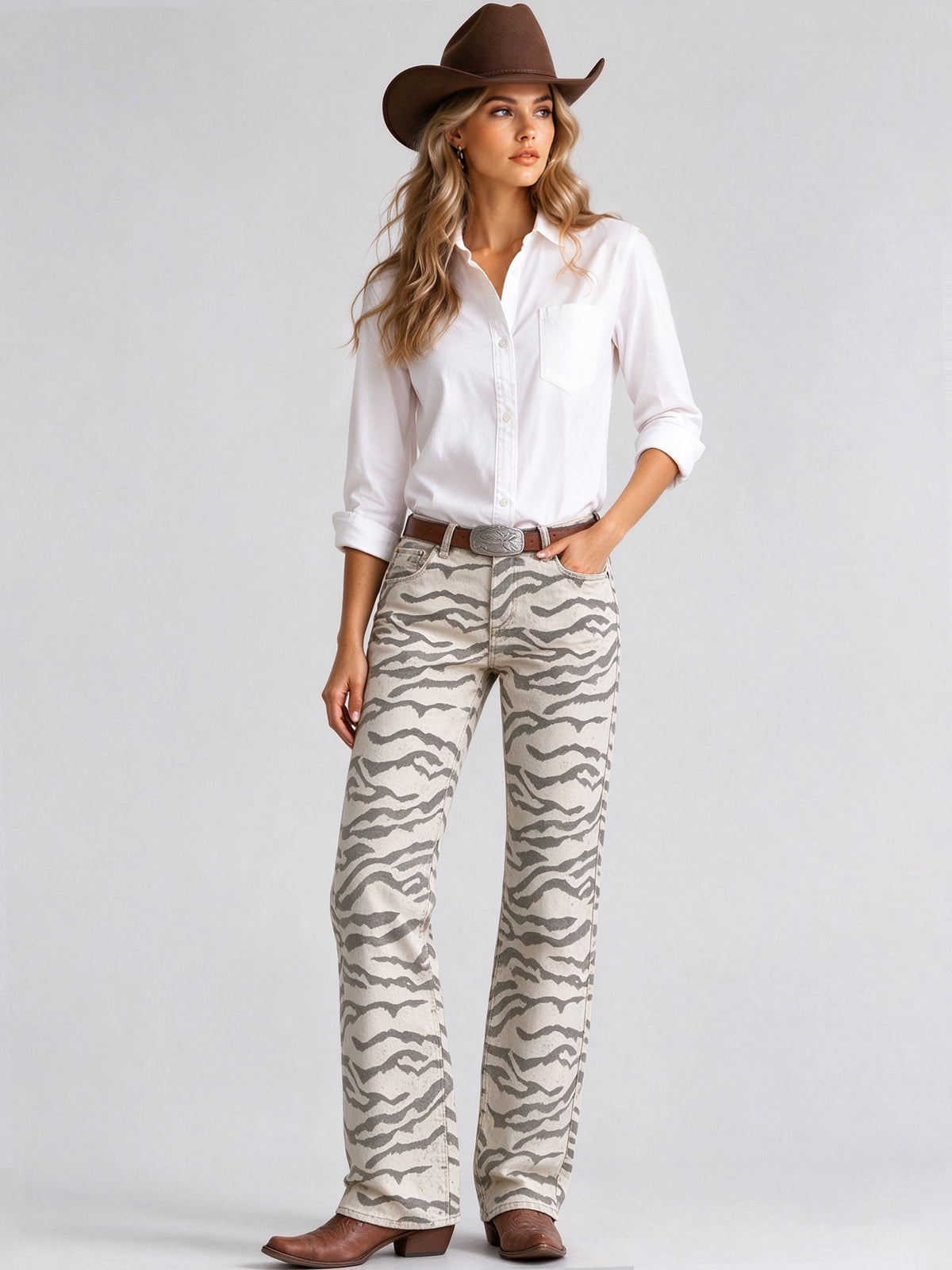 Badlands Zebra Low-Rise Bootcut Jeans