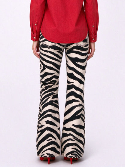 Outlaw Zebra Stripe Flare Jeans