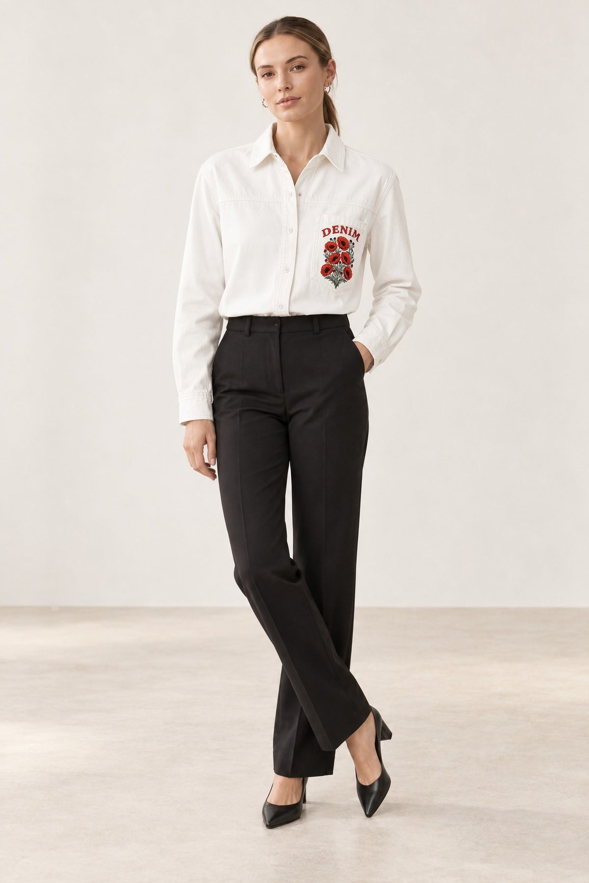 Rodeo Poppy Trail Long Sleeve Denim Shirt