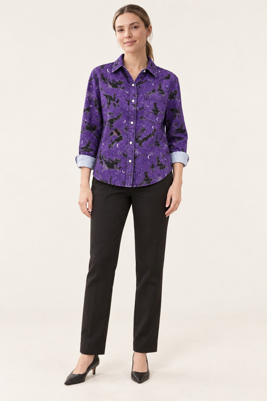 Witch's Flight Long Sleeve Denim Shirt