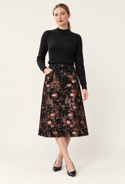Harvest Castle Ankle-Length Denim Skirt