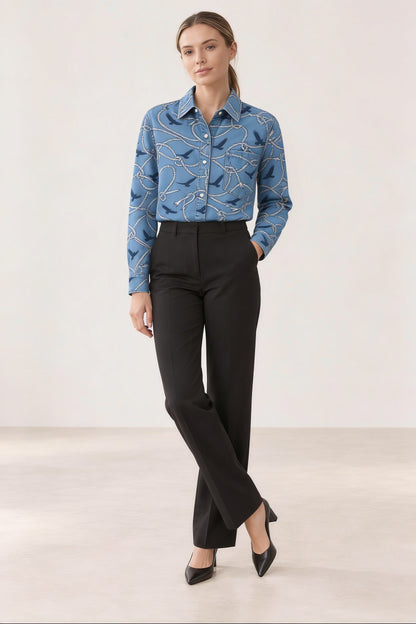 Bluebonnet Lasso Trail Long Sleeve Denim Shirt