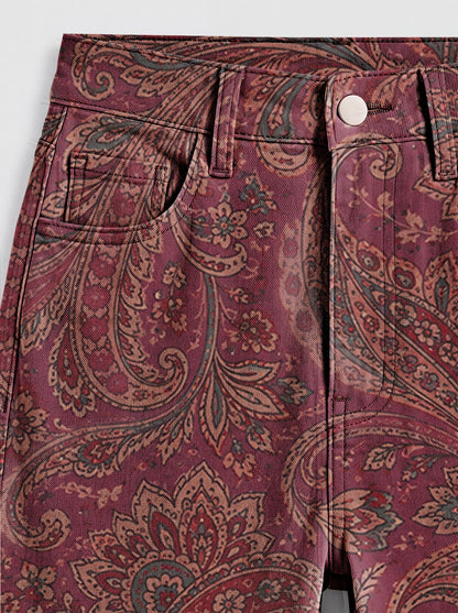 Paisley Dust Bootcut Jeans – Back View – Riley – Burgundy