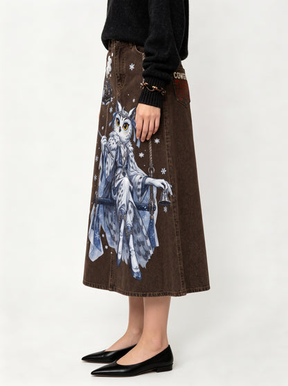 Frontier Circus Trail Ankle-Length Denim Skirt