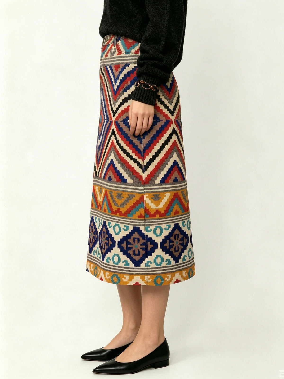 Wild Stripe Rodeo Ankle-Length Denim Skirt