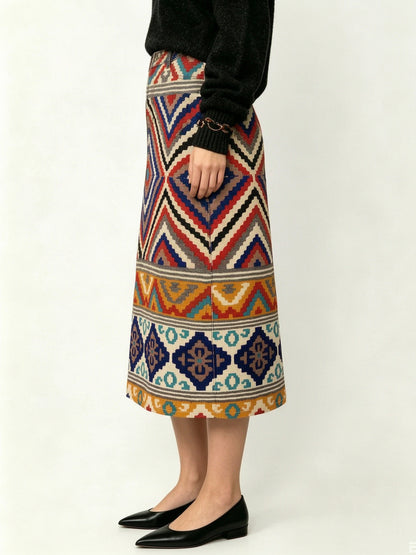 Wild Stripe Rodeo Ankle-Length Denim Skirt