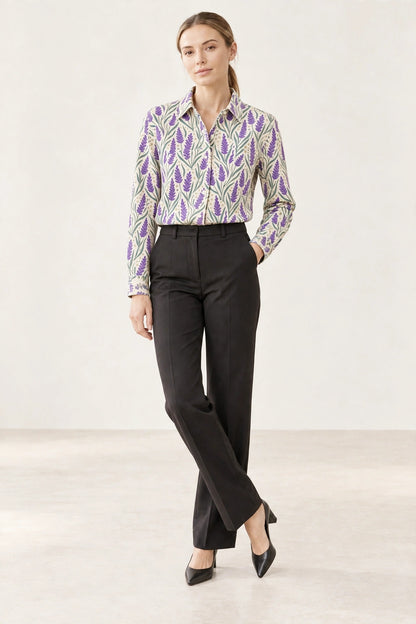 Western Lavender Trail Long Sleeve Denim Shirt
