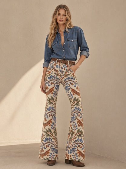 Cream Petal Bootcut Jeans