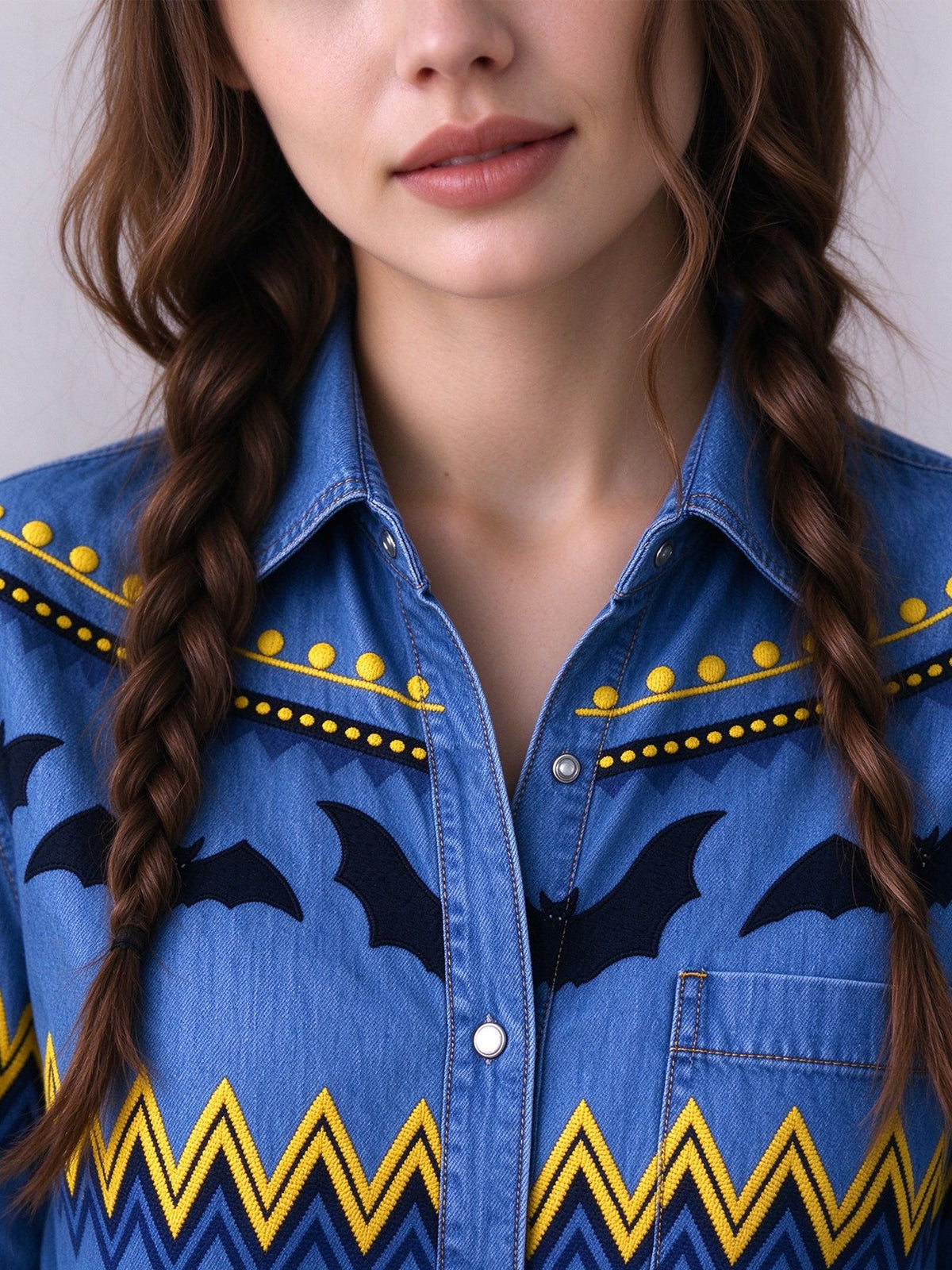 Midnight Batline Long Sleeve Denim Shirt