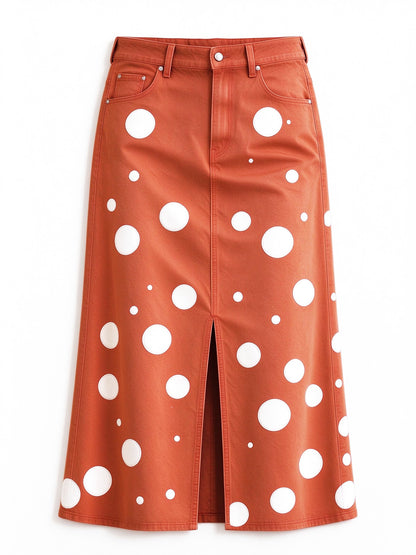 Cactus Bloom Terracotta Western Denim Midi Skirt – Back View – Riley – Terracotta