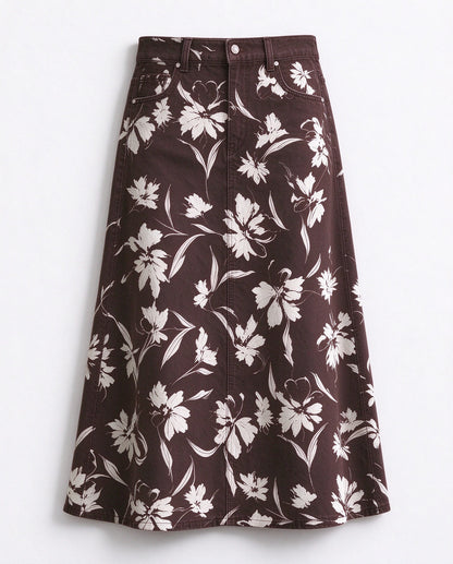 Rodeo Wildflower Bloom Ankle-Length Denim Skirt