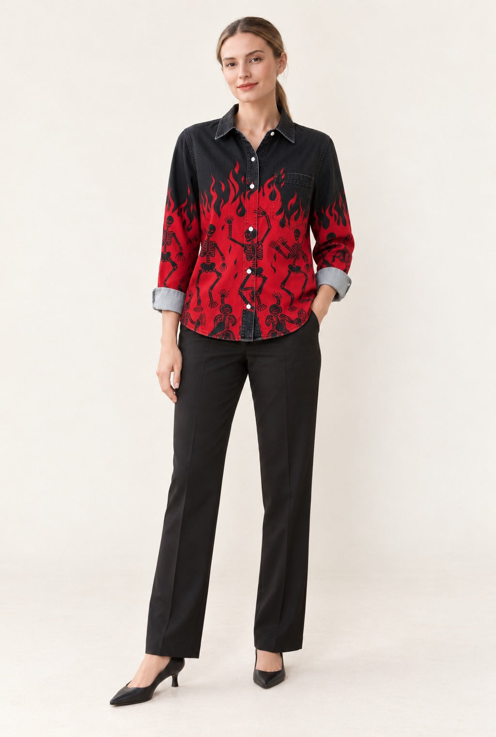 Flame Frontier Long Sleeve Denim Shirt