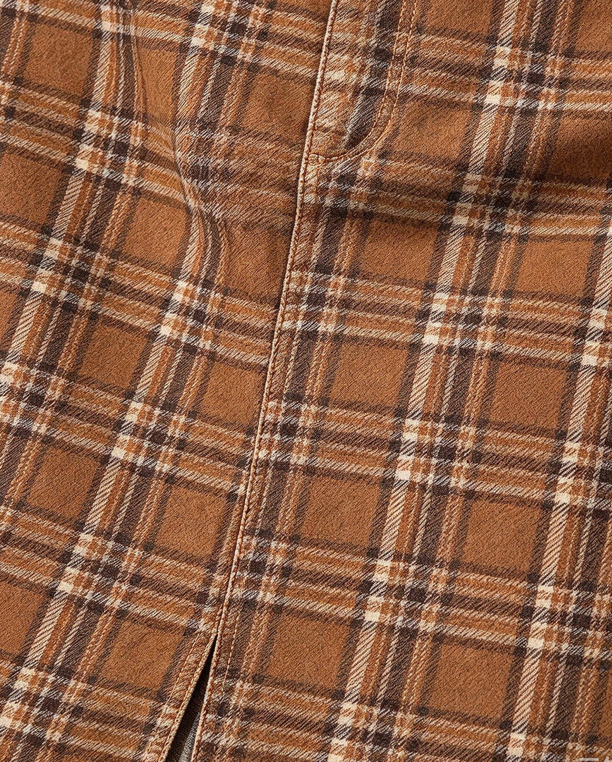 Mustang Ranch Plaid Denim Midi Skirt