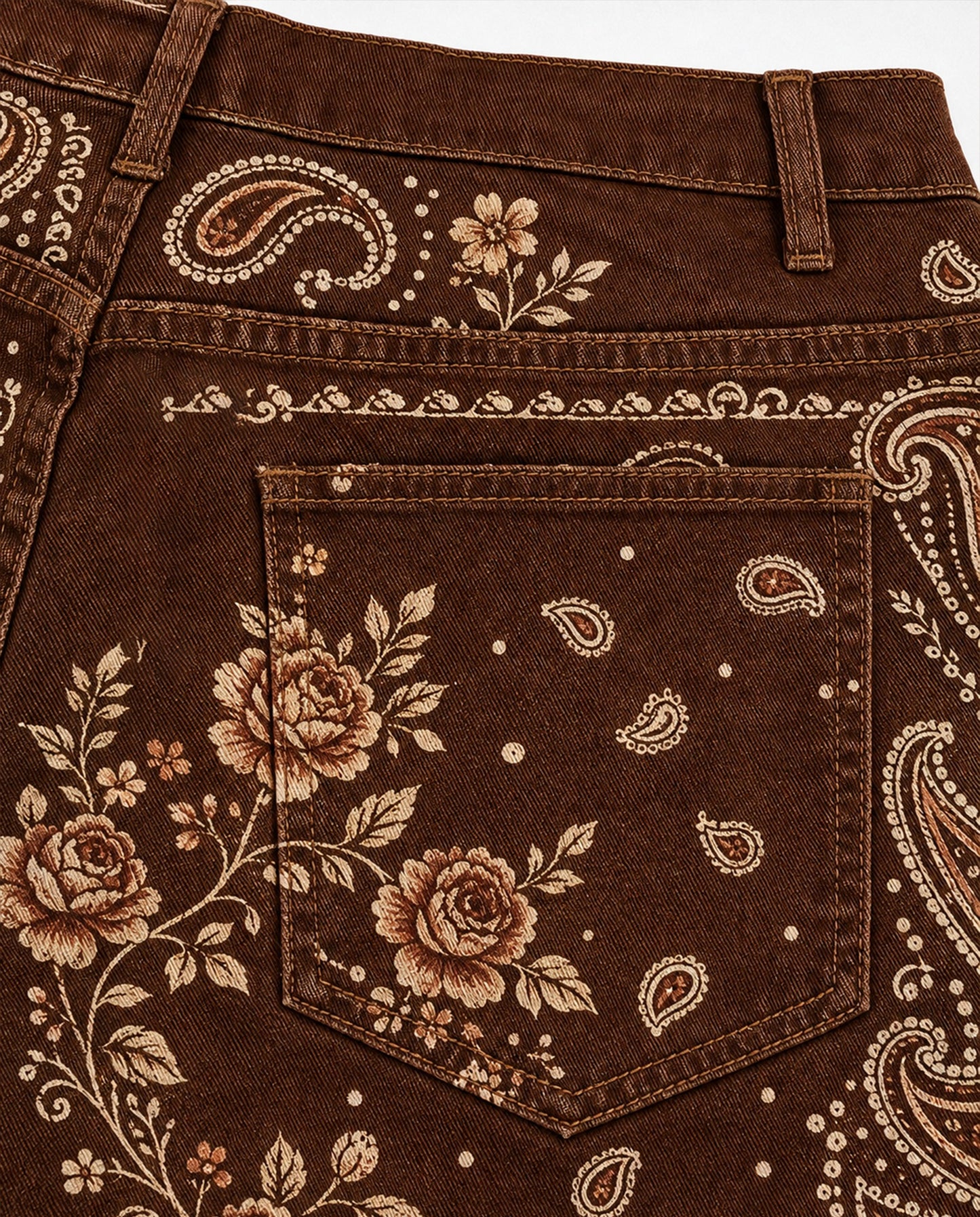 Desert Bloom Brown Floral Bootcut Jeans